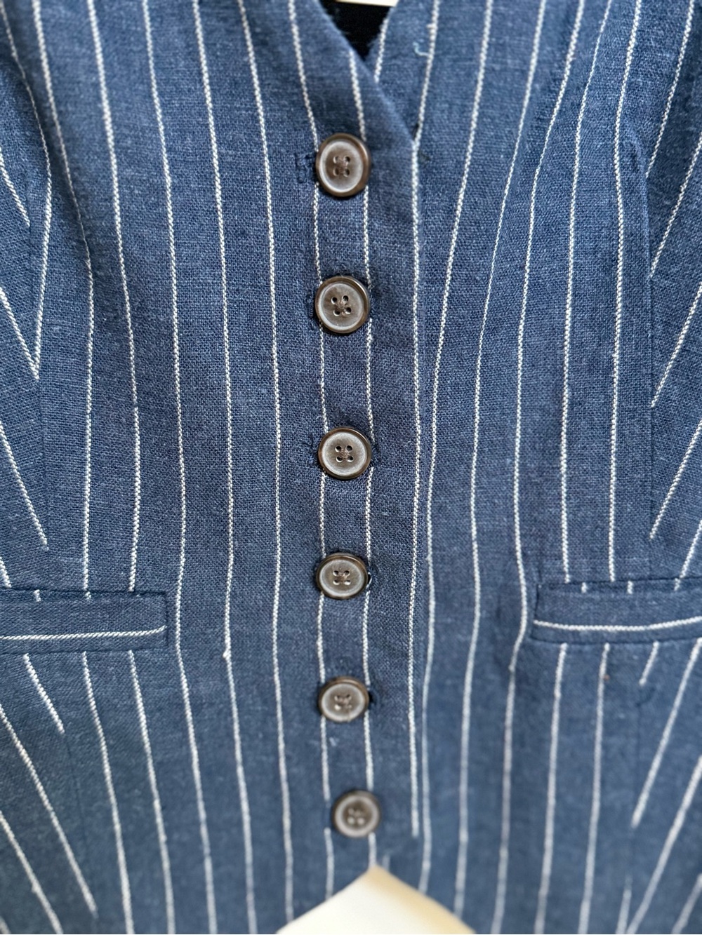 A NEW DAY Navy Pinstripe Button Front Vest- women’s size XS - NEW! - Picture 6 of 8